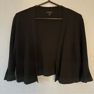 Talbots Women's Classic Black Cardigan Bell Sleeve Crop Open